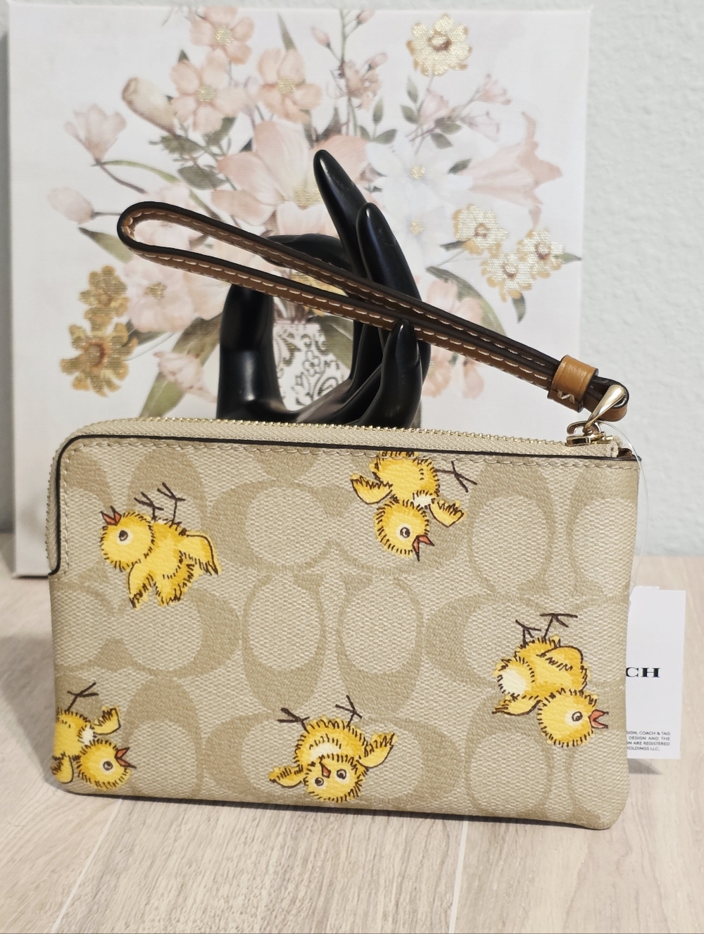 NEW Coach Chicks Wristlet Signature Monogram Card ID holder CC432 Chickens Khaki - Picture 3 of 15
